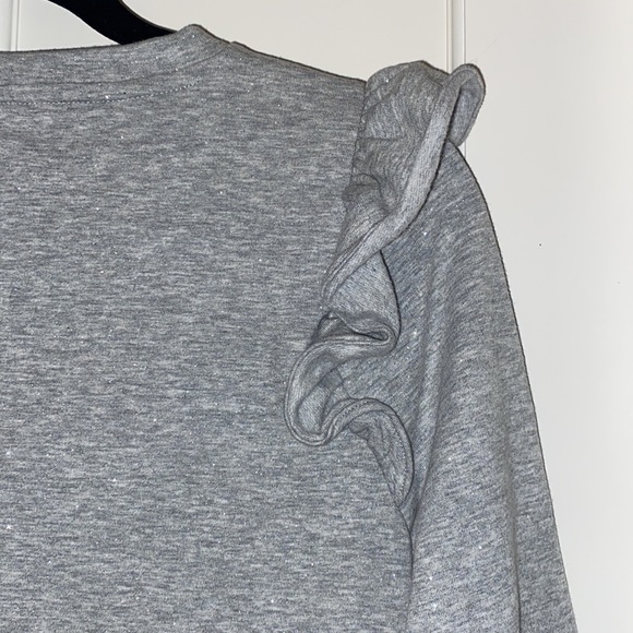 EUC Jcrew Factory cotton-poly blend sparkle ruffle sweatshirt Small Holiday’22 ✨ - Picture 8 of 10